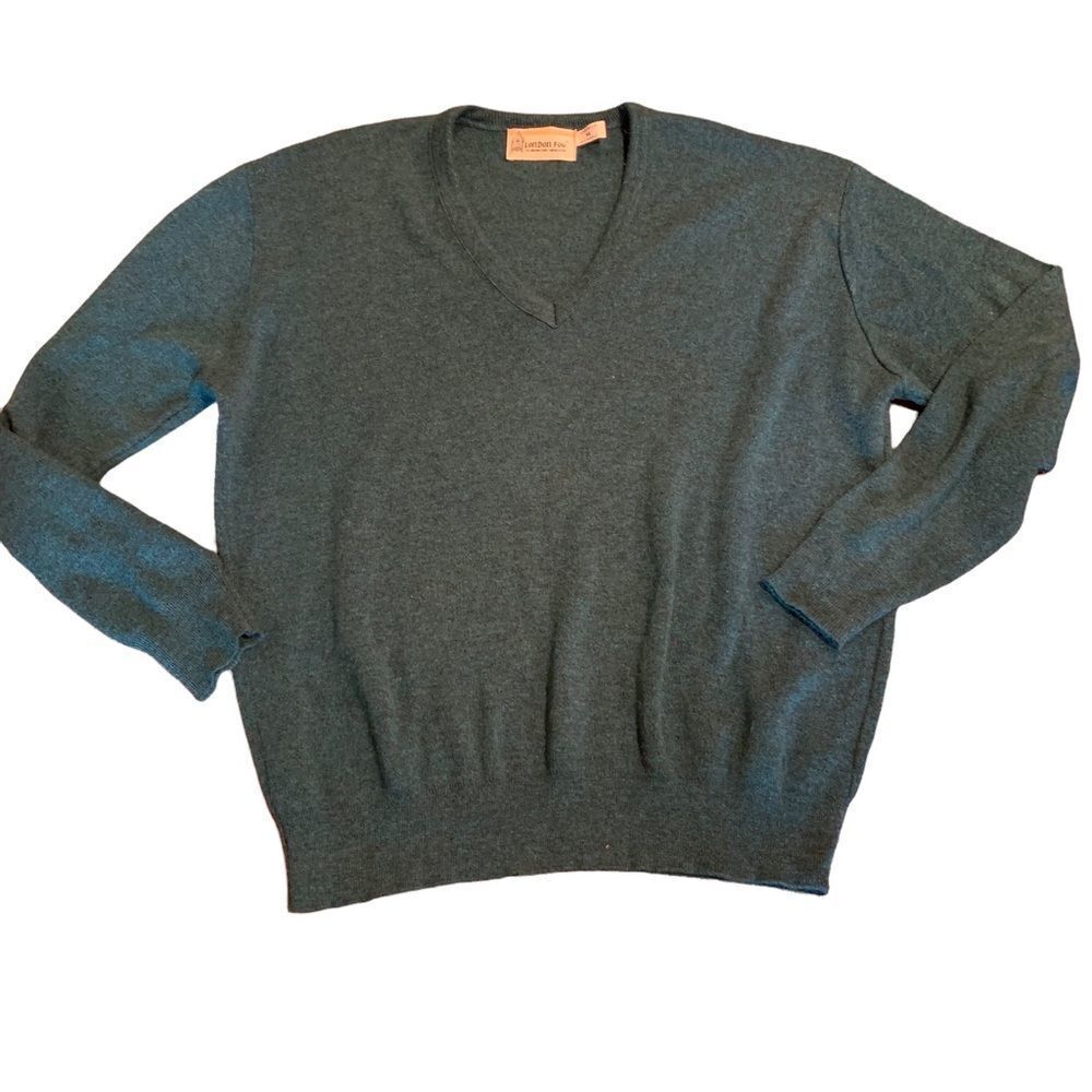 Vintage London Fog V Neck Sweater Blue Black XL